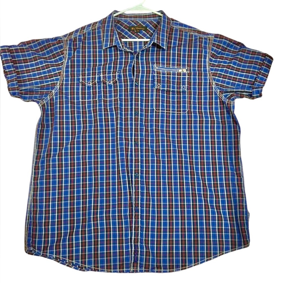 Rare Vintage Ben Sherman Utility Plaid Shirt | Zipper Pocket Size XXL 🏴󠁧󠁢󠁥󠁮󠁧󠁿